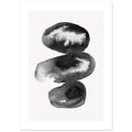 Drift Stones III with border art print minimalistische poster in japandi stijl, aquarel art