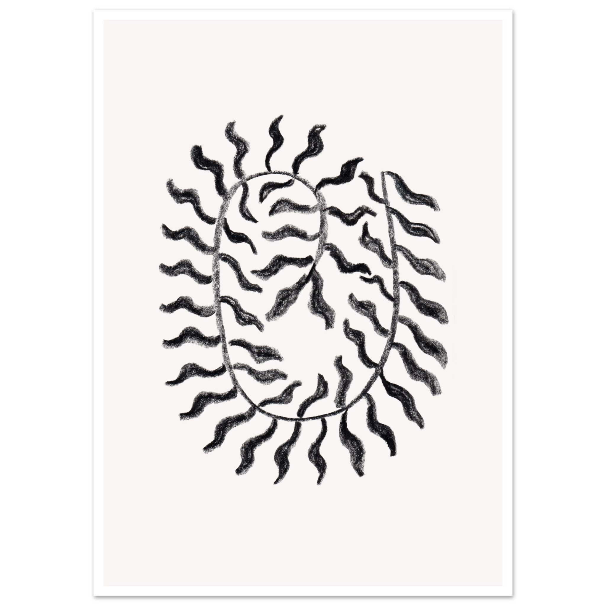 Drift Form I with border art print minimalistische poster in japandi stijl, aquarel art, botanische kunst