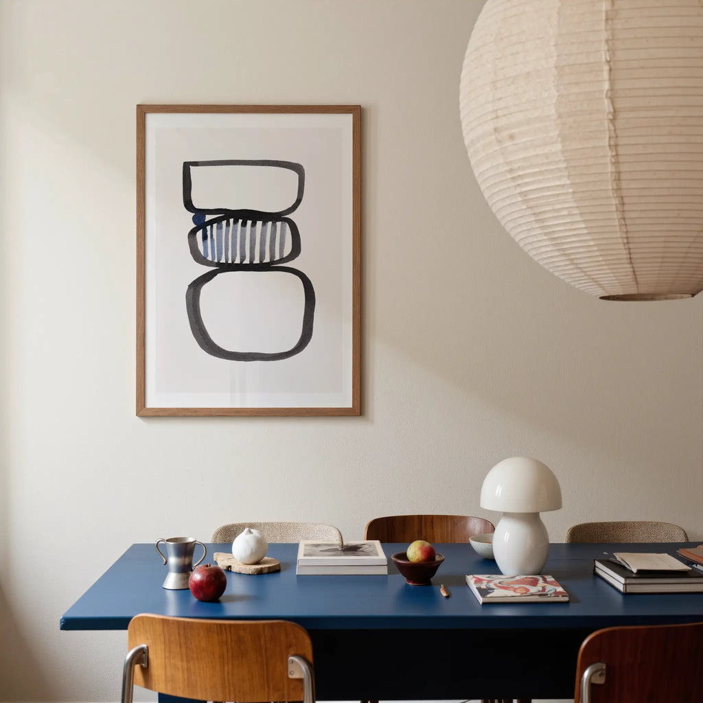 drift stones organische art print in grafisch zwart