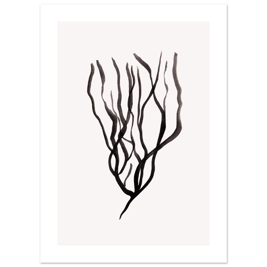 Drift Studies III with border art print minimalistische poster in japandi stijl, aquarel art