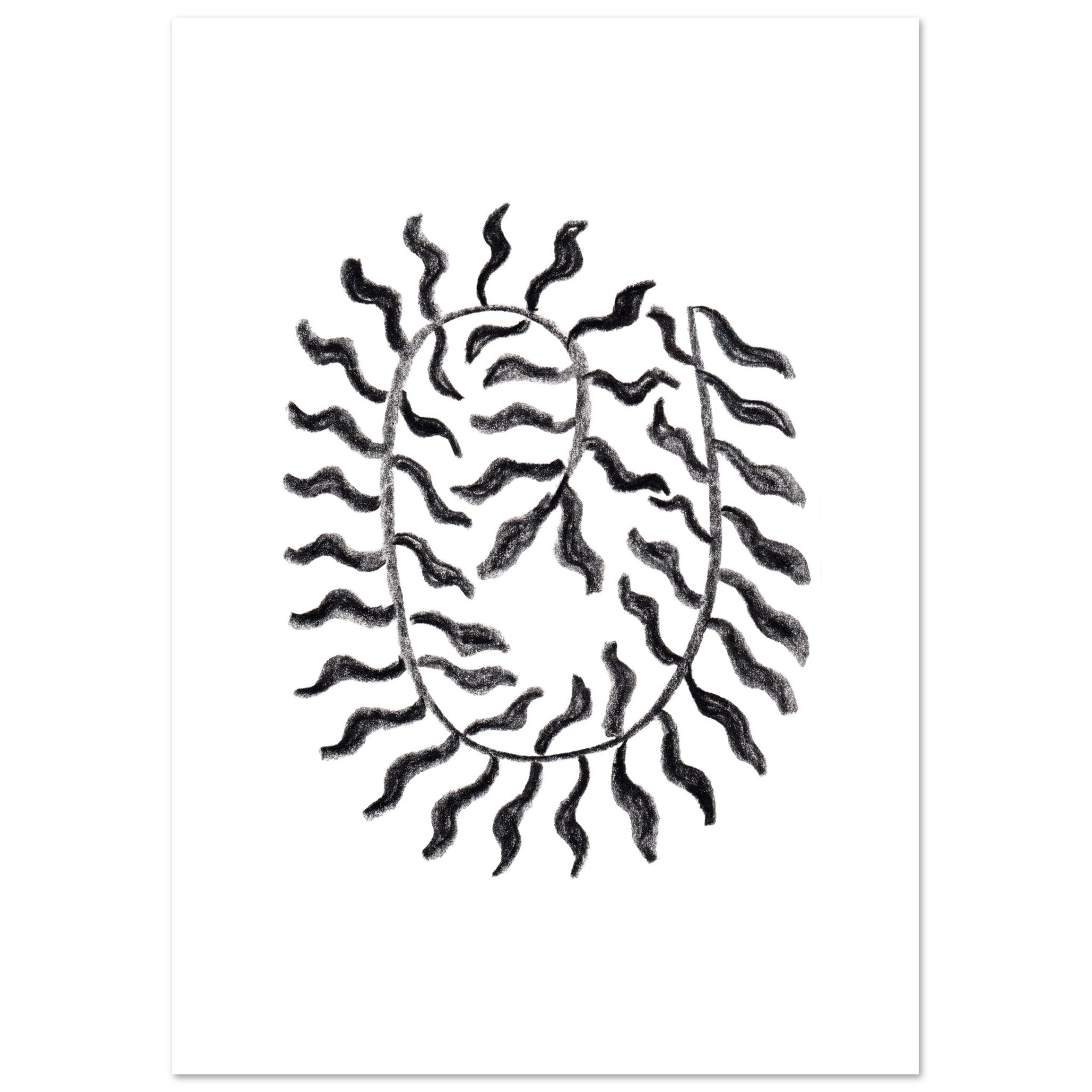 Drift Form I with border art print minimalistische poster in japandi stijl, aquarel art, botanische kunst