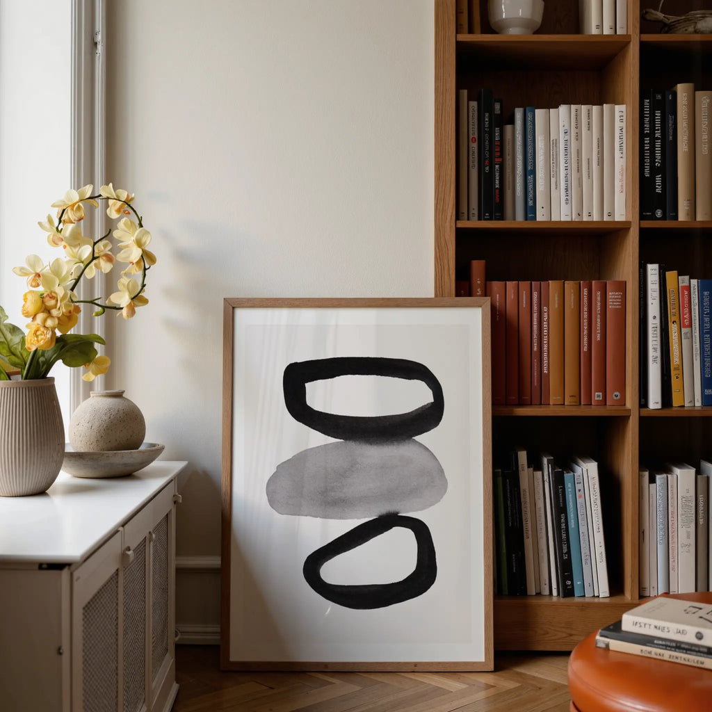 drift stones II grafische minimalistische art print stone stack
