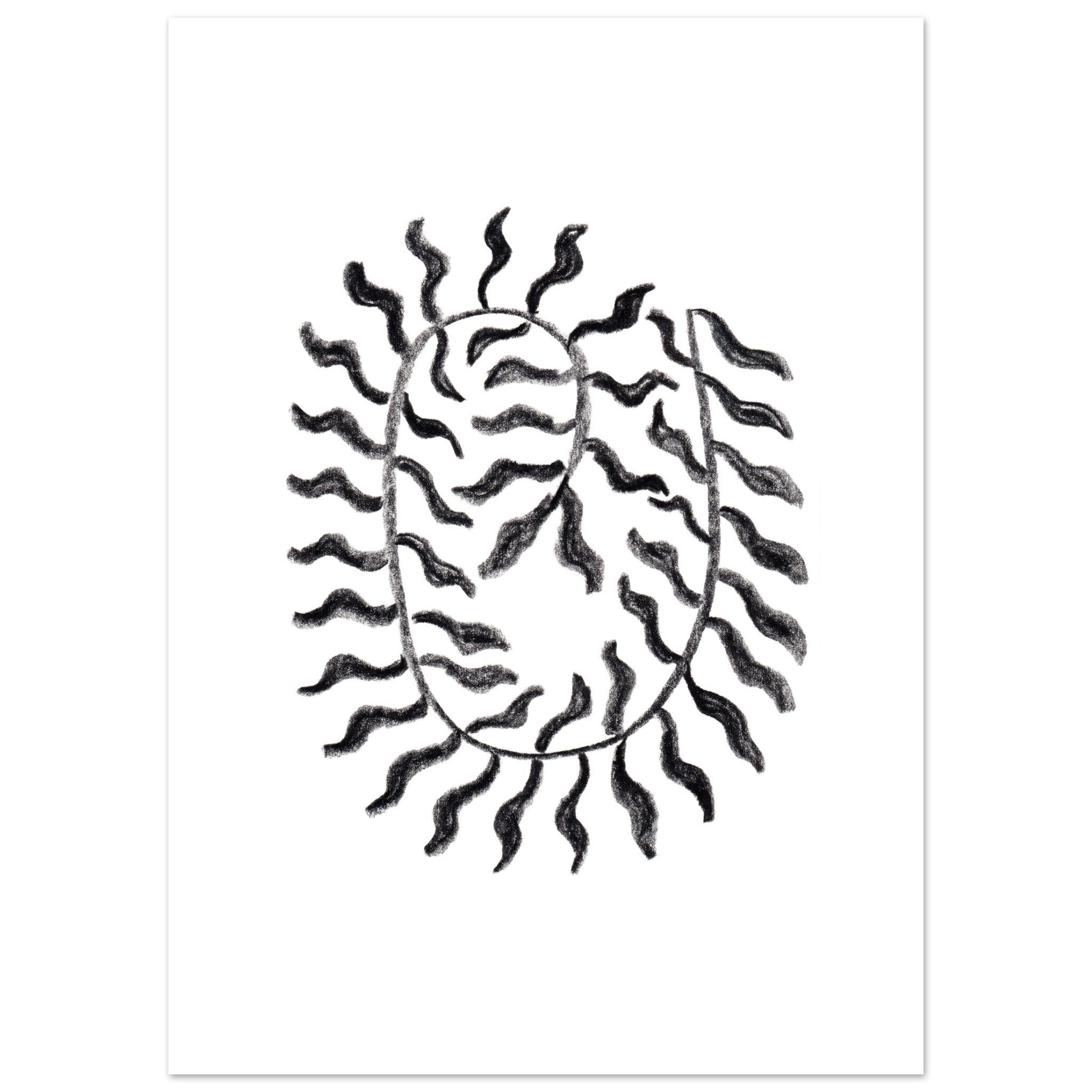 Drift Form I with border art print minimalistische poster in japandi stijl, aquarel art, botanische kunst