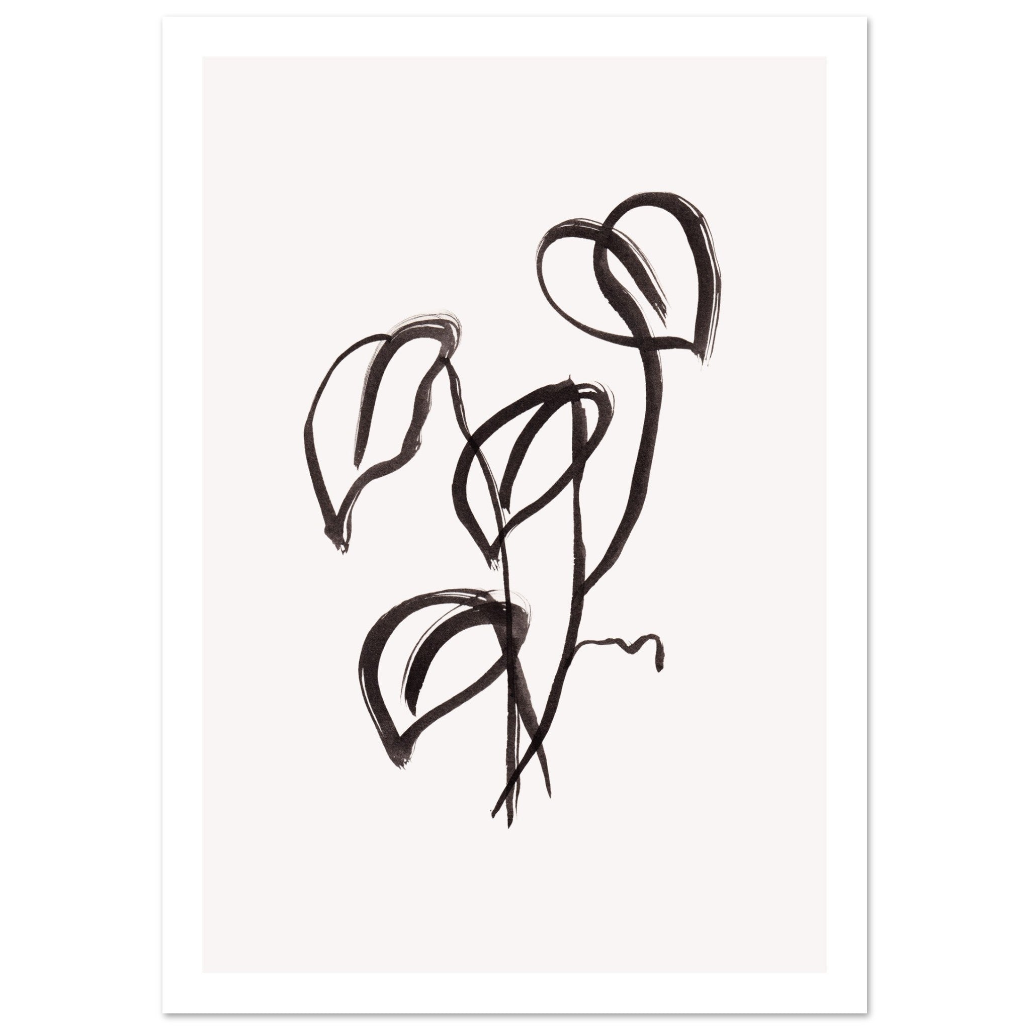 Drift Form II with border art print minimalistische poster in japandi stijl, aquarel art, botanische kunst