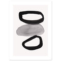 Drift Stones I with border art print minimalistische poster in japandi stijl, aquarel art