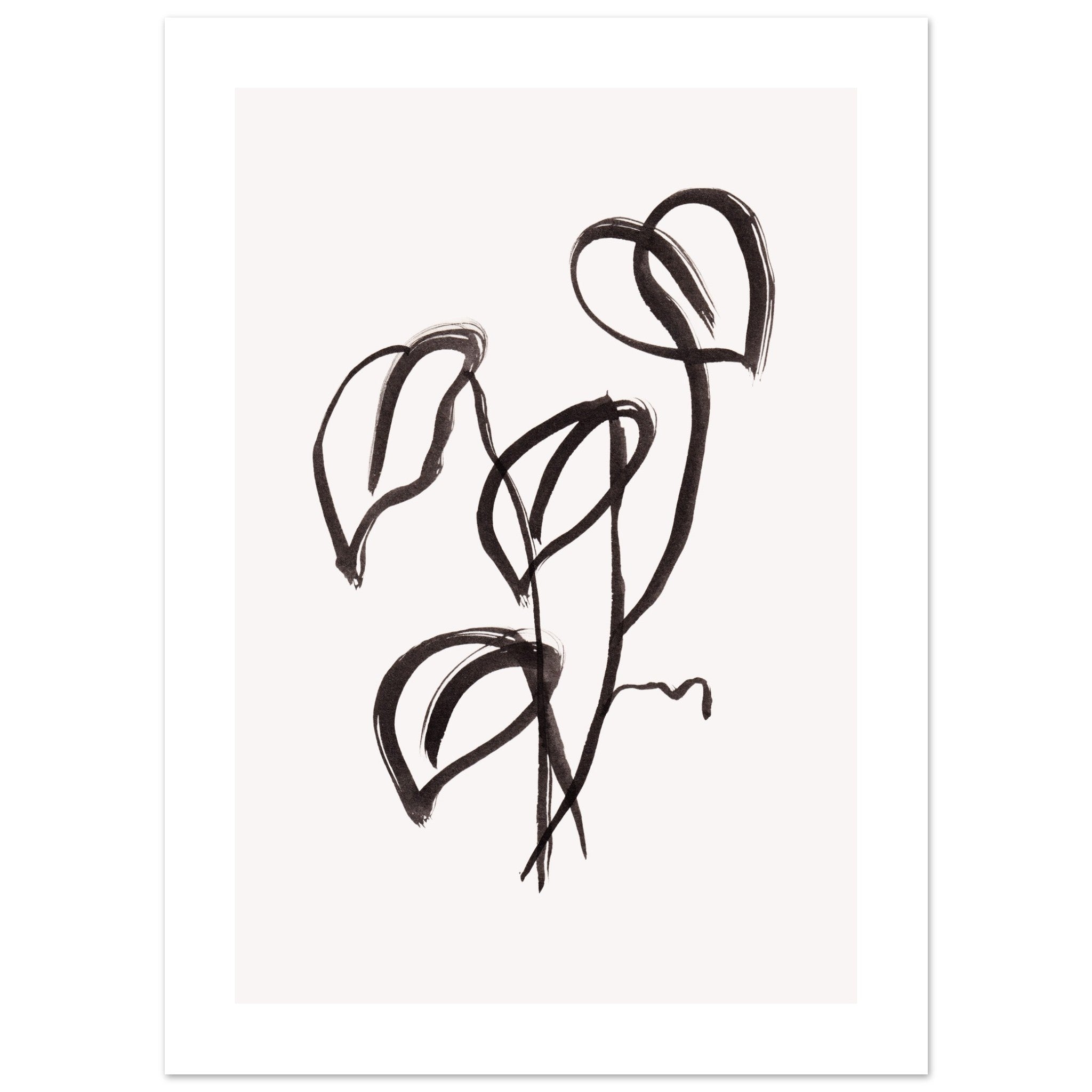 Drift Form II with border art print minimalistische poster in japandi stijl, aquarel art, botanische kunst
