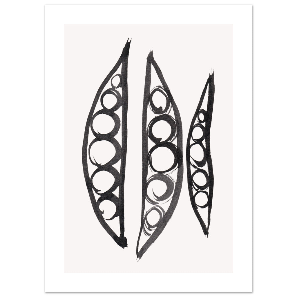 Rhythm III with border art print minimalistische poster in japandi stijl, aquarel art